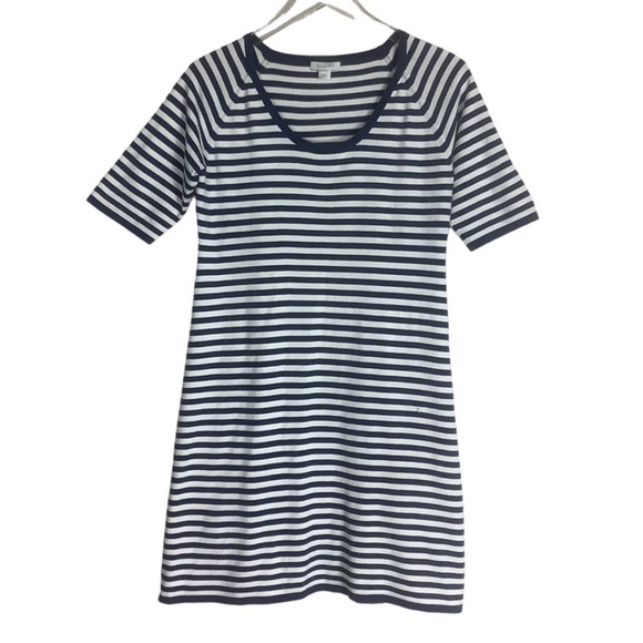 Garnet Hill Marine Striped Shirt Knit Dress M - Picture 1 of 12